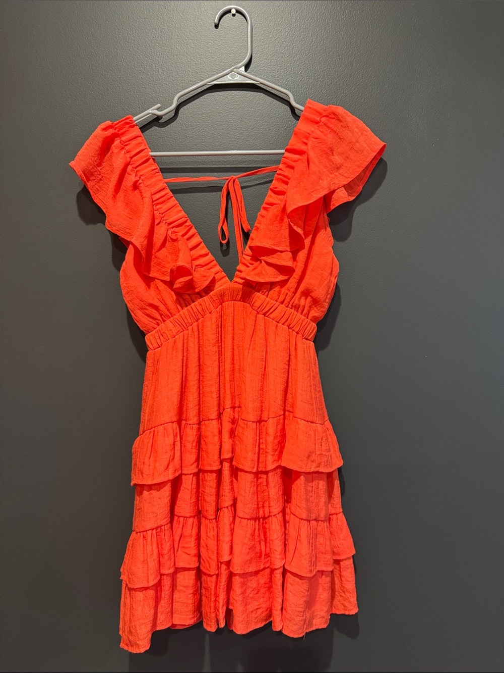 Ruffled Tiered Red Orange Summer Dress